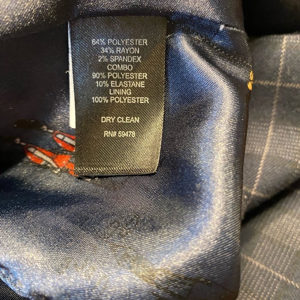 Savile Row. Women’s navy and gray plaid blazer with elbow patch’s. Size medium - Picture 8 of 15